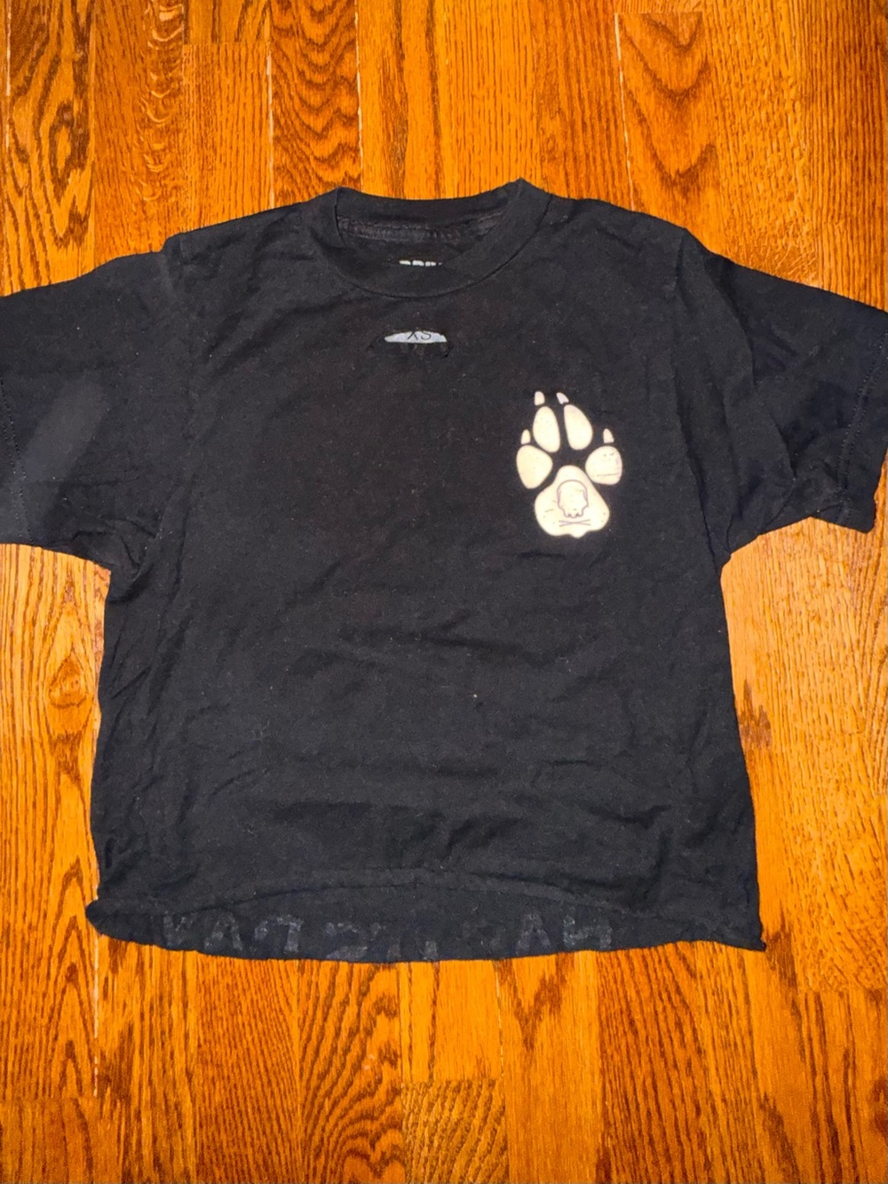 Black Crop Top with Paw Print Graphic
